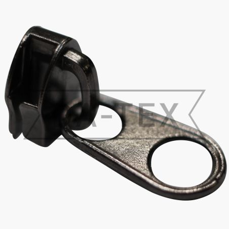 N.10 Slider for zipper long chain short puller black nickel photo - buy in the «DA-TEX» online store