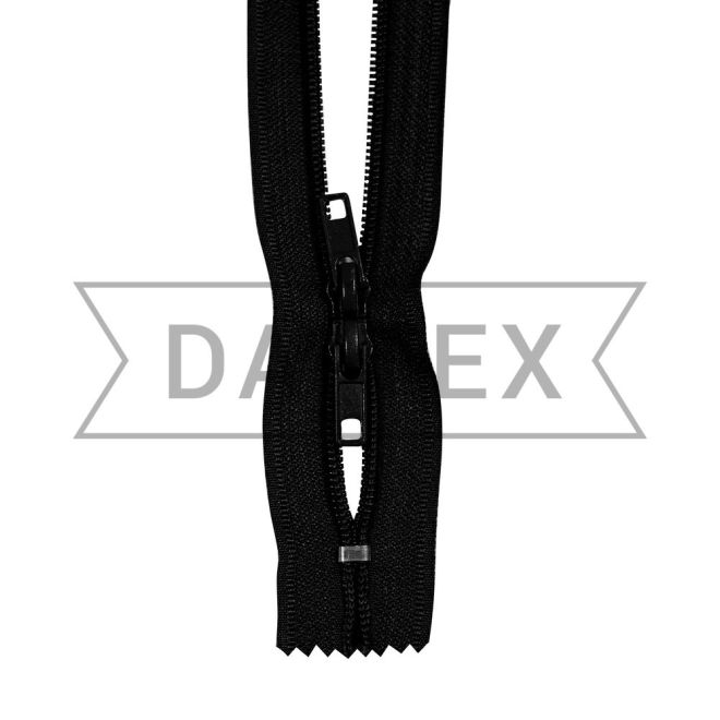 25 cm Nylon zipper N.7/2 double slider X-Type black