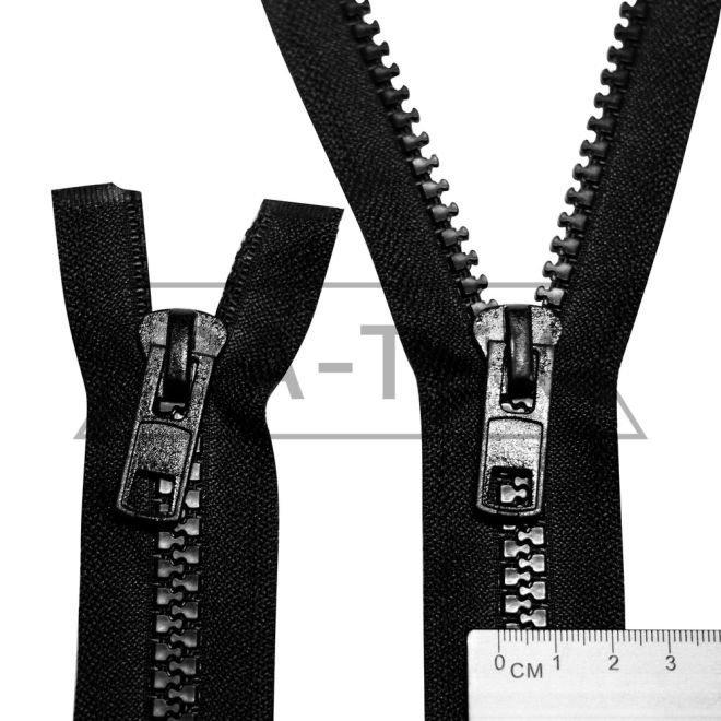 90 cm Plastic zipper N.10/2 two sliders O/E black