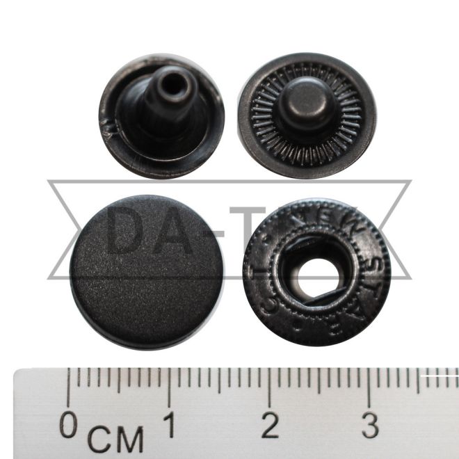 15 mm snap button W-style oxide plastic cap black