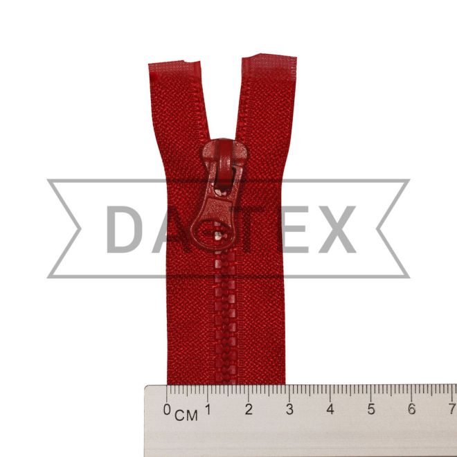 90 cm Plastic zipper N.5/2 two sliders O/E red
