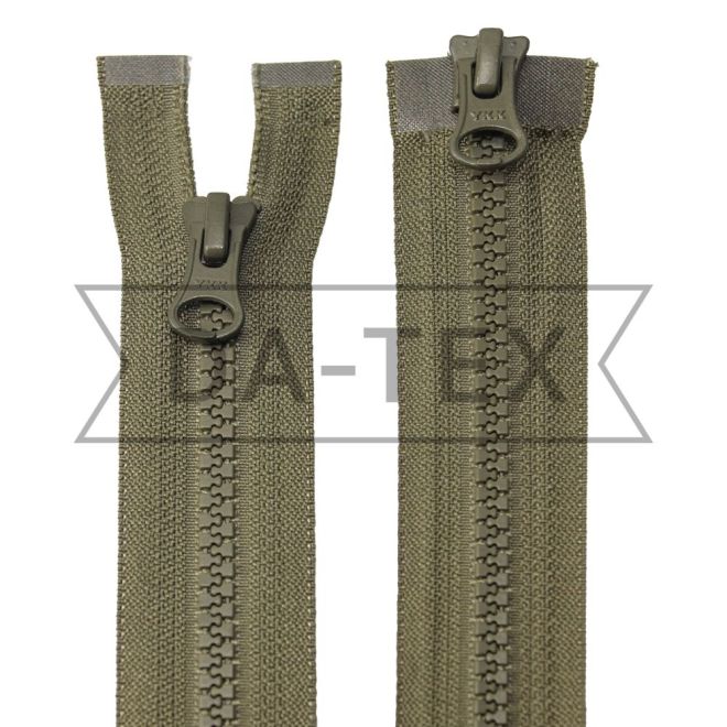 75 cm Plastic zipper N.5/2 two sliders O/E khaki