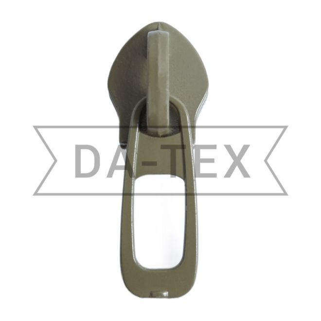 ᐉ N.10 Slider for zipper long chain еlectrophoresed khaki in «DA-TEX»