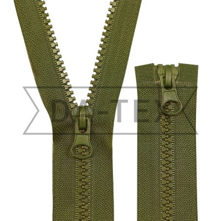 75 cm Plastic zipper N.5/2 two sliders O/E khaki photo - buy in the «DA-TEX» online store