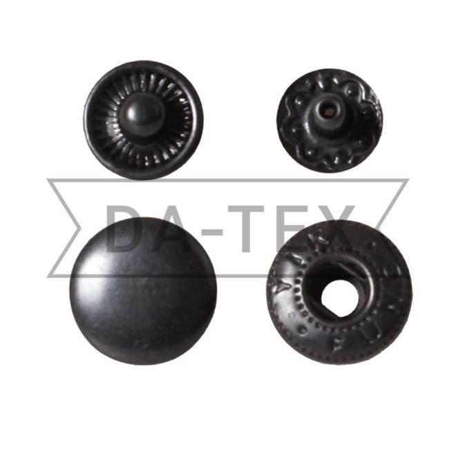 10 mm snap button W-style (steel) black nickel