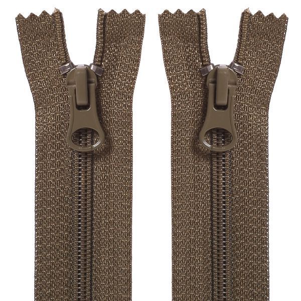 35 cm Nylon zipper #6/2 (S6) C/E khaki GCC №514, X-Type, 2 sliders SP matte (oval hole puller)