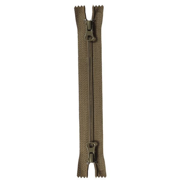 40 cm Nylon zipper #6/2 (S6) C/E khaki GCC №514, X-Type, 2 sliders SP matte (oval hole puller)