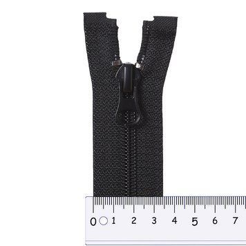 70 cm Nylon zipper #8/2 (S8) O/E black 2 sliders SP matte (oval hole puller), brass stops