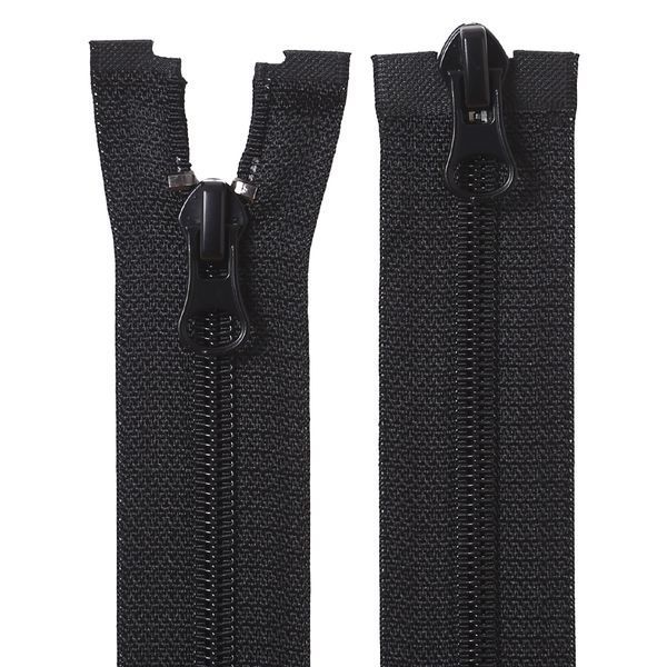 70 cm Nylon zipper #8/2 (S8) O/E black 2 sliders SP matte (oval hole puller), brass stops