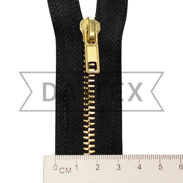 18 cm Metal zipper #5 gold black tape