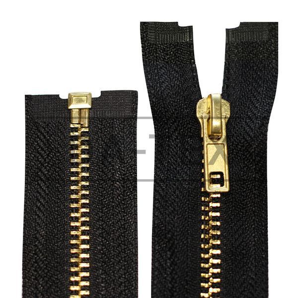 18 cm Metal zipper #5 gold black tape