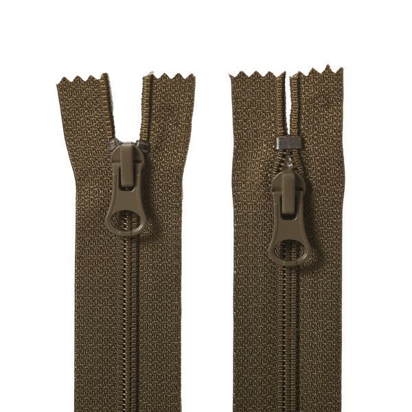40 cm Nylon zipper #6/2 (S6) C/E khaki GCC №514, BR-Type, 2 sliders SP matte (oval hole puller)