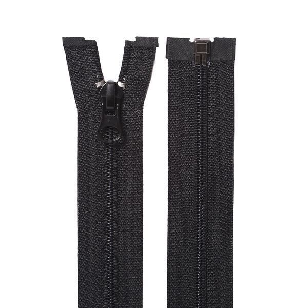 90 cm Nylon zipper #8 (S8) O/E black GCC №322, 1 slider SP matte (oval hole puller), brass stops