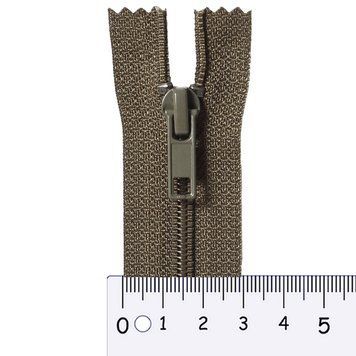 18 cm Nylon zipper #6 (S6) C/E khaki GCC №514, 1 slider SP matte (square hole puller), brass stops