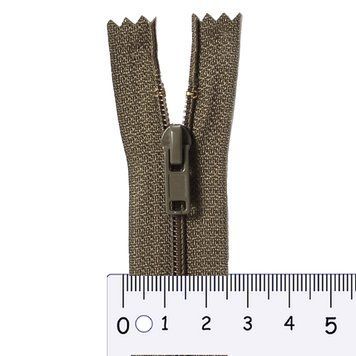 25 cm Nylon zipper S4 C/E khaki GCC №514, 1 slider SP matte (square hole puller), brass stops