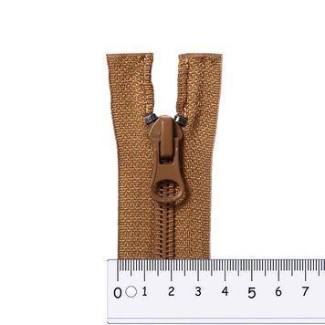 90 cm Nylon zipper #8/2 (S8) O/E coyote GCC №494R, 2 sliders SP matte (oval hole puller), brass stops