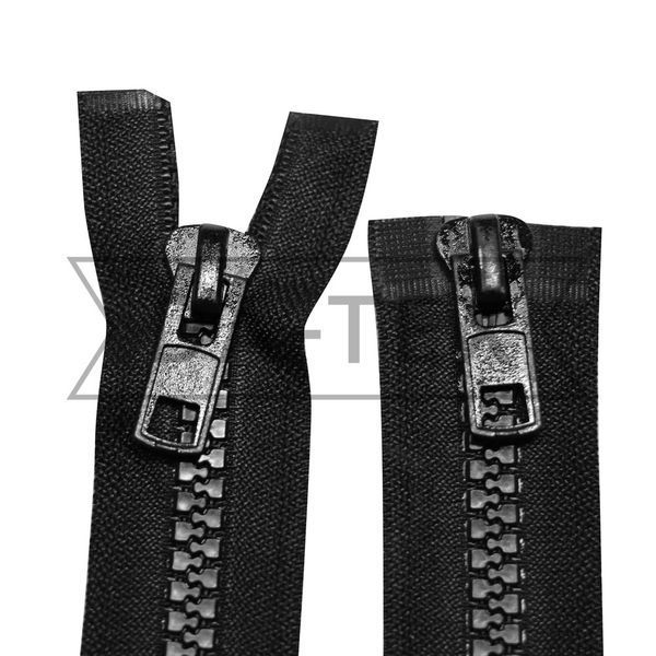 85 cm Plastic zipper #10/2 two sliders O/E black